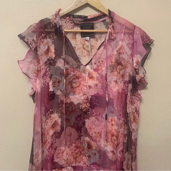 Johnny Was Carina Silk Dress Size XL Pink Floral NWT New - Picture 4 of 12